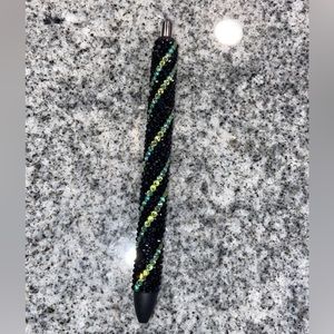 Black & Aqua Green Rhinestone Gel Pen